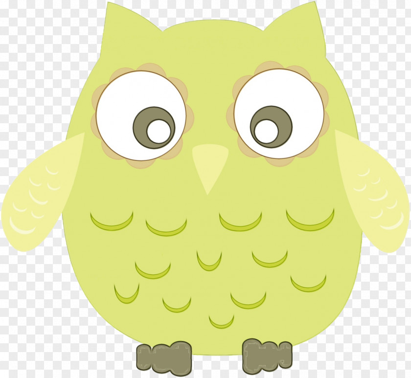 Bird Of Prey Owl Green Cartoon Yellow PNG