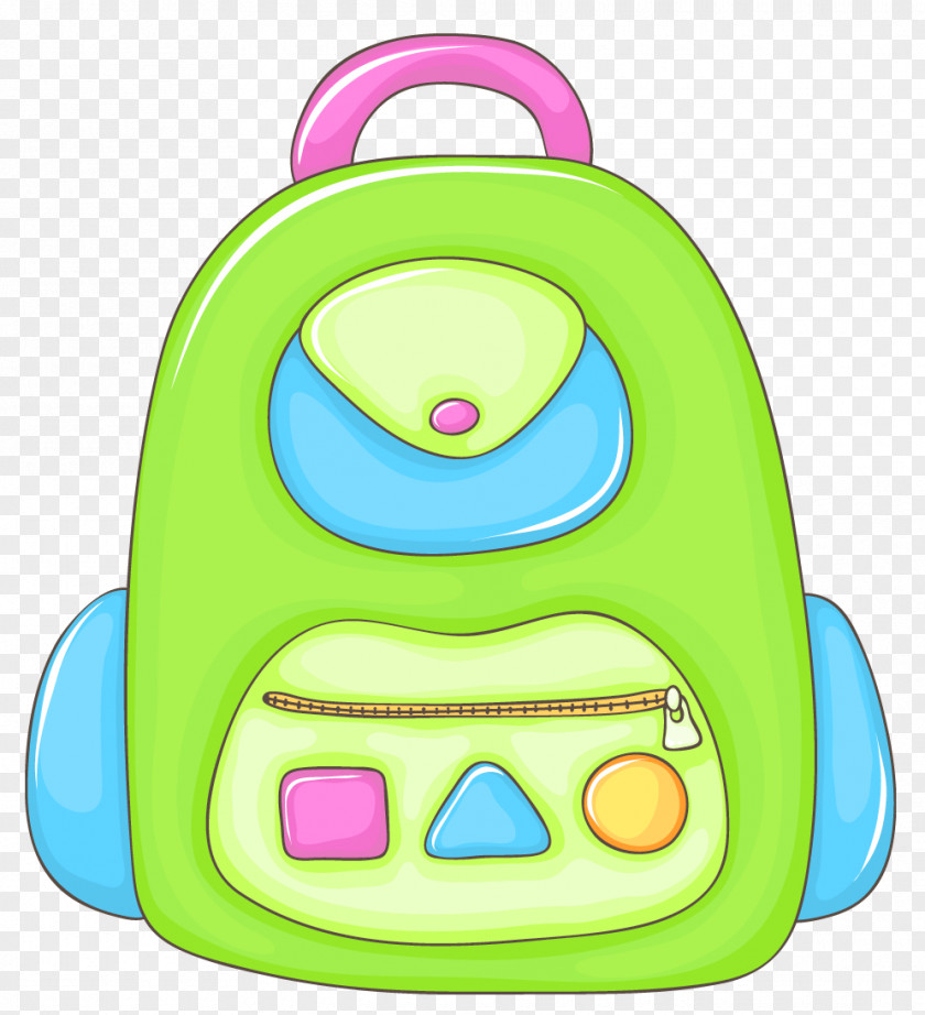 Green School Backpack Clipart Satchel Cartoon PNG