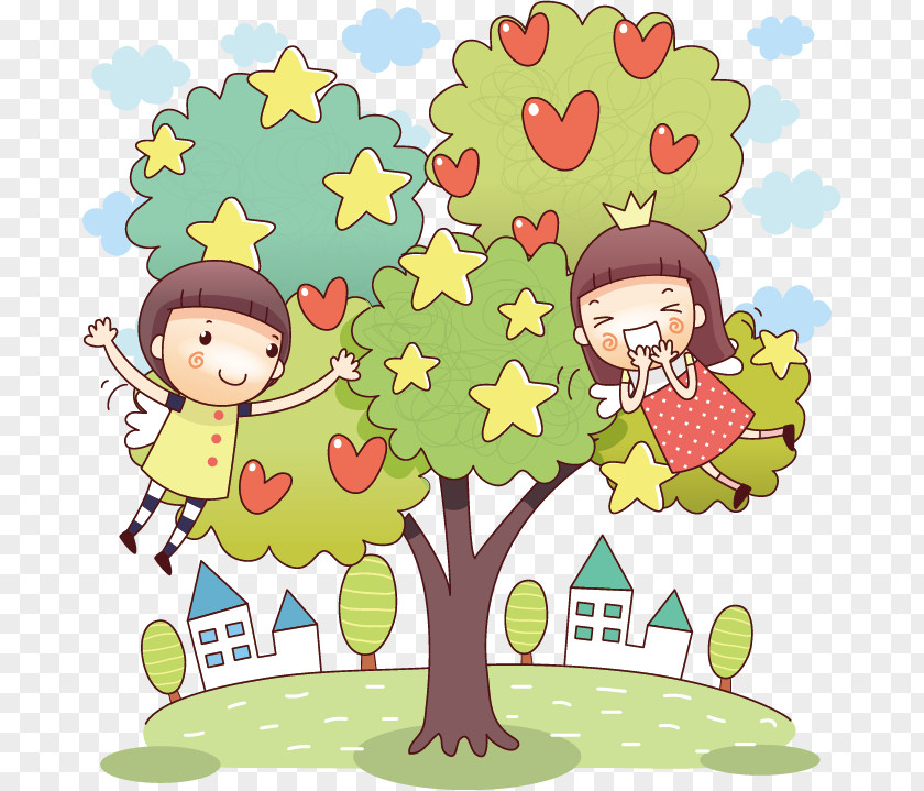 Creative Illustrator Of Children Cartoon Tree Illustration PNG