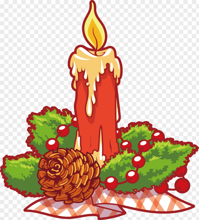 Vector Cartoon Candle Christmas Tree Clip Art PNG