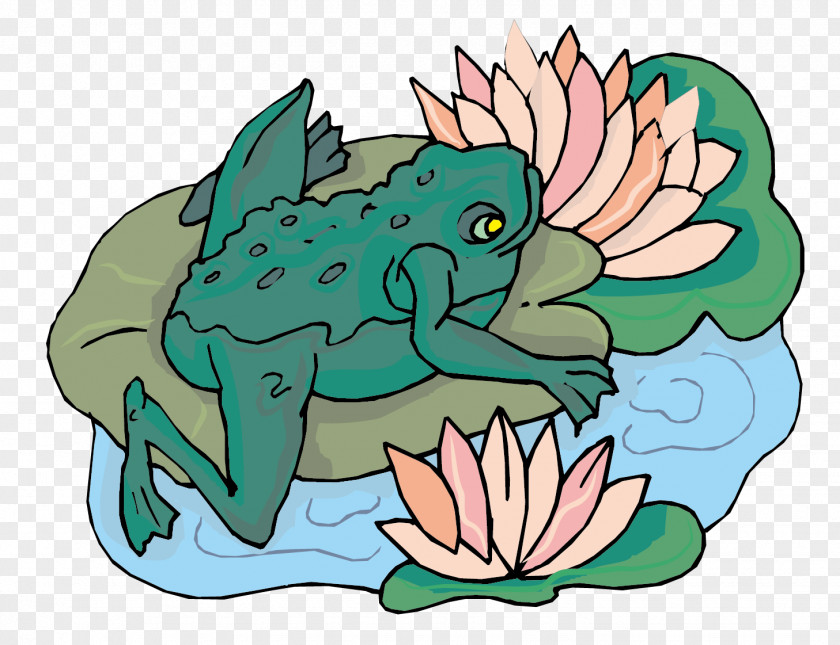 Vector Frog Lotus Cartoon Clip Art PNG