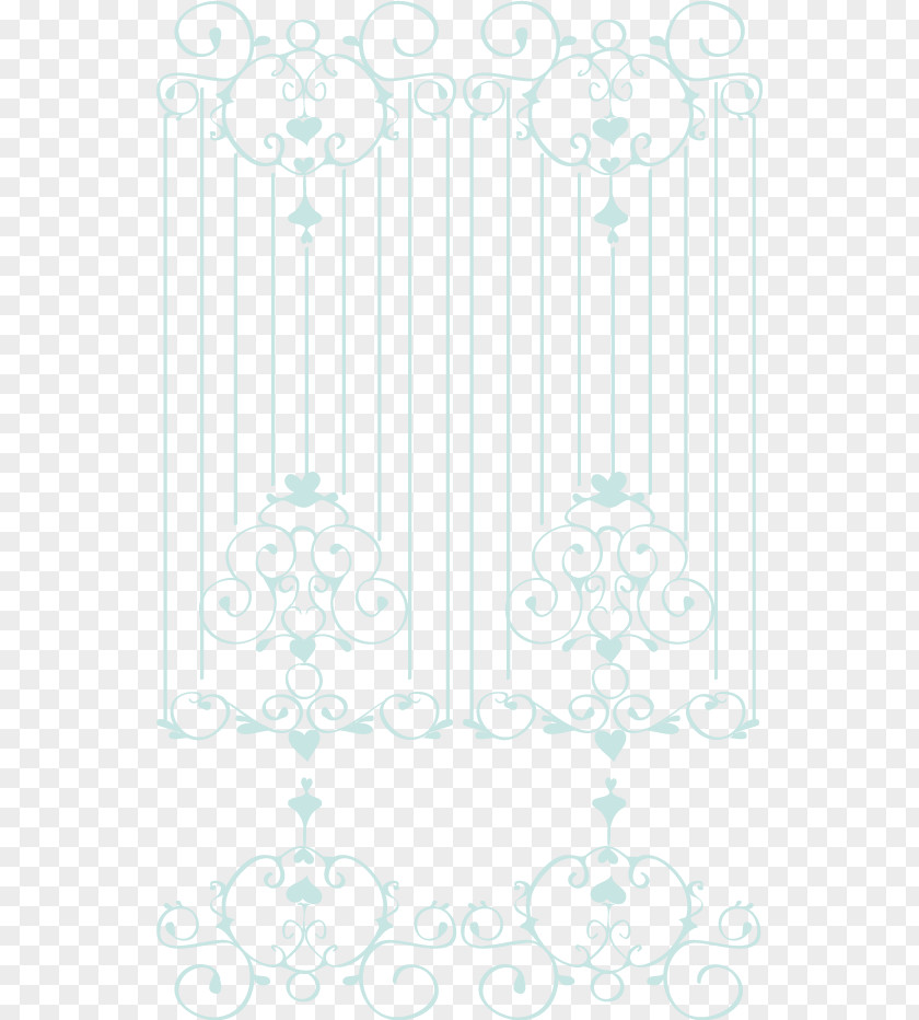 Vector European Retro Blue Iron Gate Structure Pattern PNG
