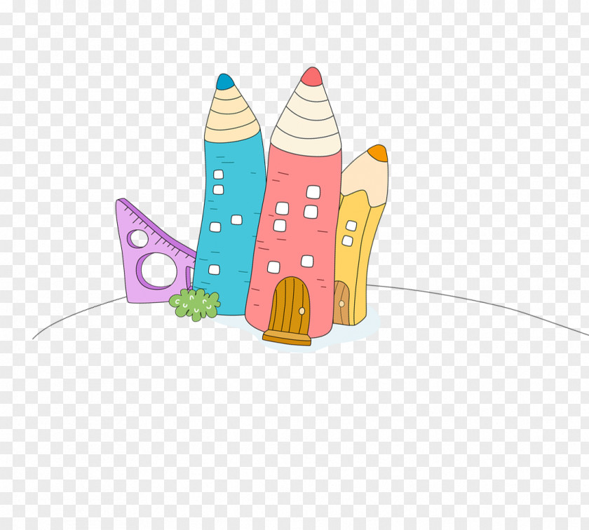 Color Cartoon Pencil House PNG