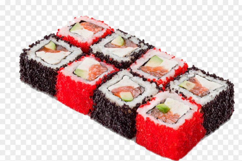 Sushi Makizushi California Roll Smoked Salmon Tobiko PNG