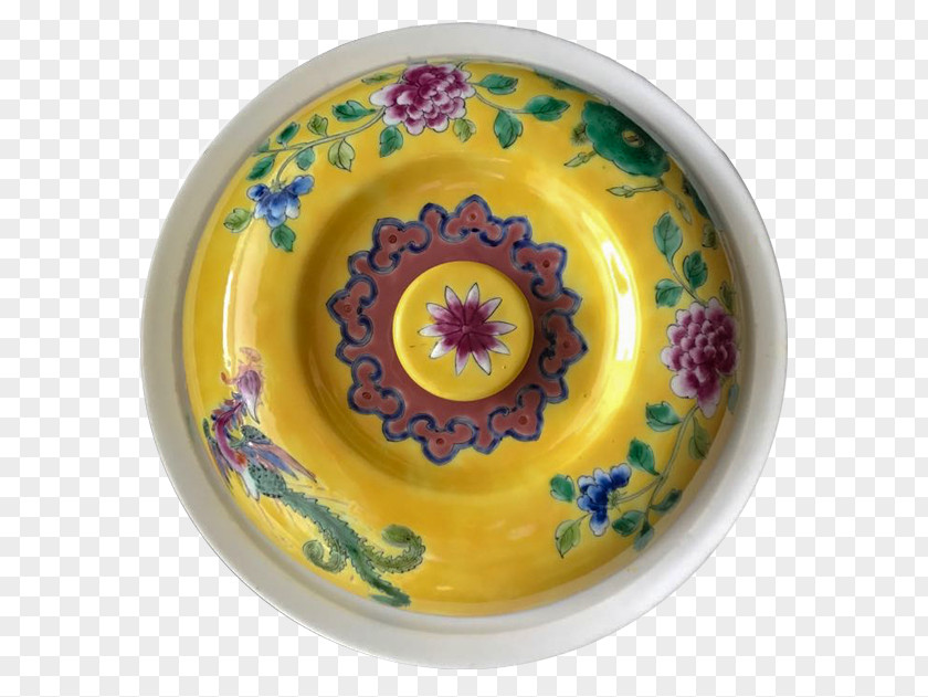 Rice Bowl Plate Tableware Yellow Porcelain PNG