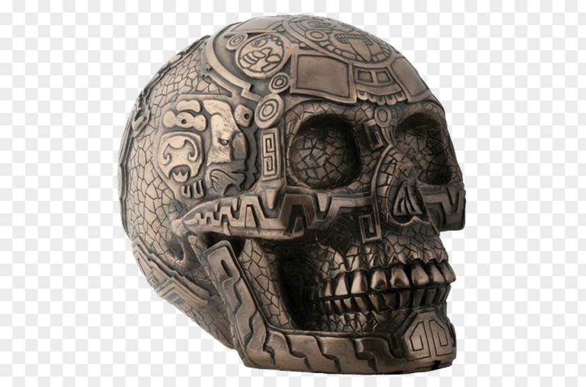 Skull Aztec Calendar Crystal Statue PNG