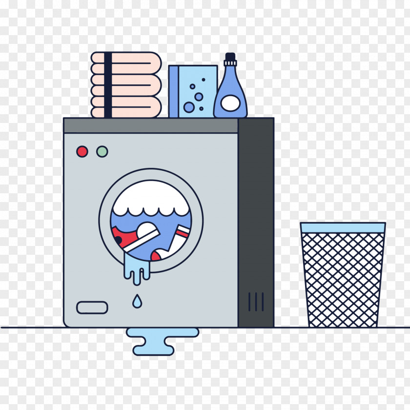Vector Cartoon Washing Machine Laundry Symbol Towel Cleanliness PNG