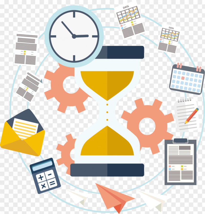 Hourglass Report Gear Small Business Service Process Management PNG
