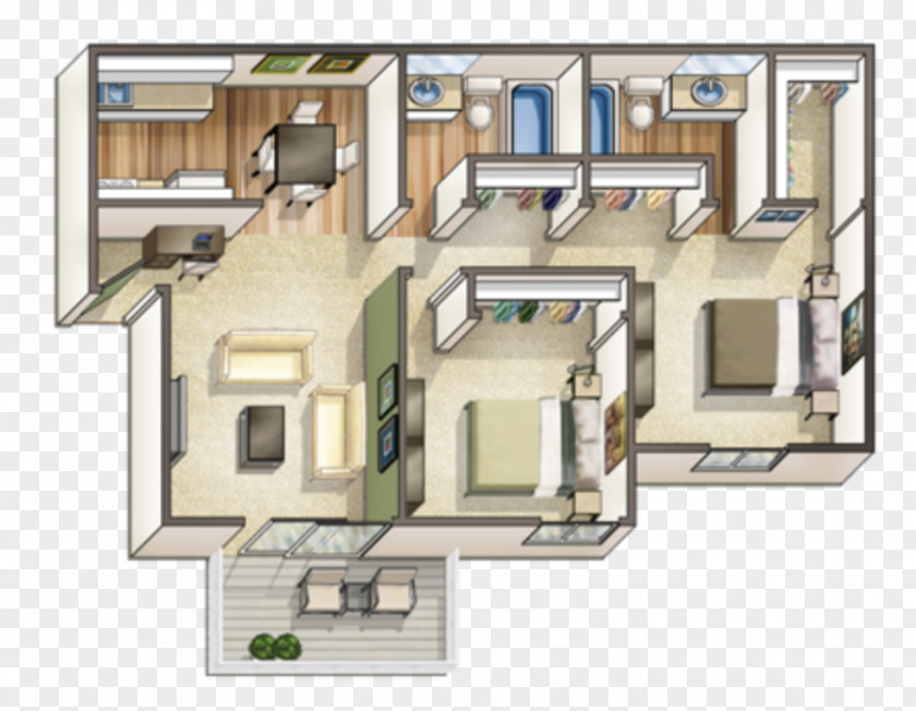 House 2D Geometric Model Floor Plan Architecture Facade PNG