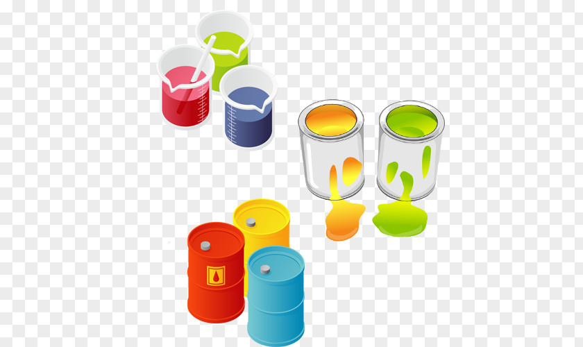 Jar Of Dye And Barrel Paint PNG