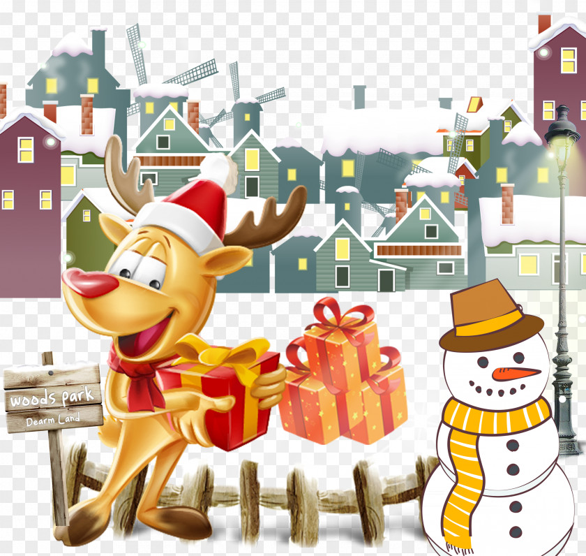 Winter Gifts Snowman Illustration PNG