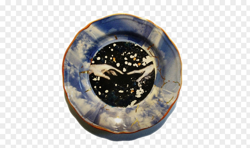 Fancy Plate Ceramic Cobalt Blue Bowl Artifact PNG