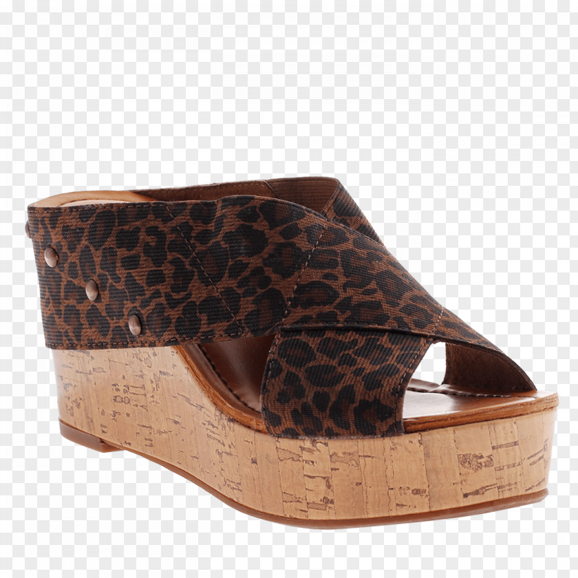 Leopard Print Wedge Sandal Slingback Fashion Shoe PNG