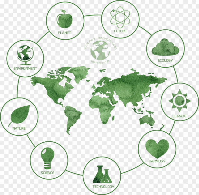 Green Environmental Vector Map India United States Globe World PNG