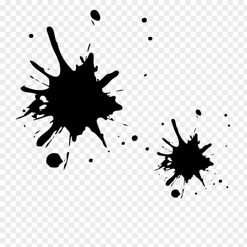 Black Splash Ink Droplets Paint Illustration PNG