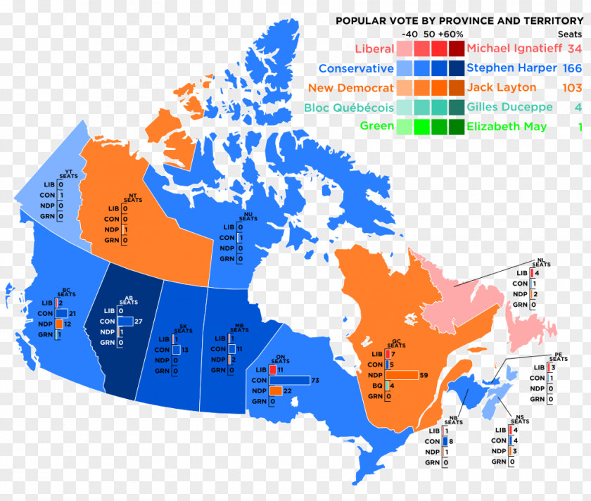 Canada Vector Map Canadian Federal Election, 2011 PNG