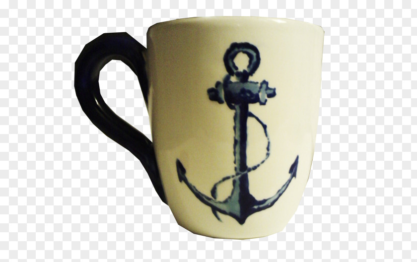 Hand Painted Anchor Coffee Cup Ceramic Mug PNG