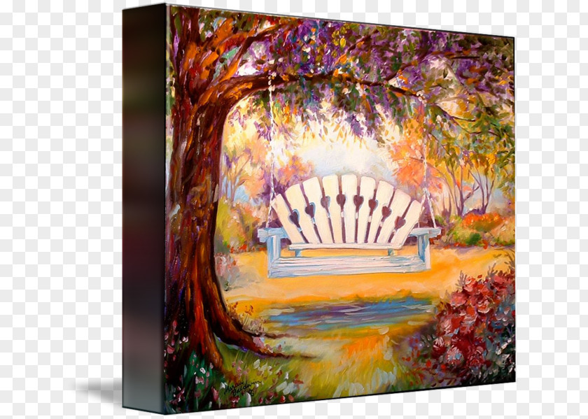Swing For Garden Modern Art Acrylic Paint Painting PNG