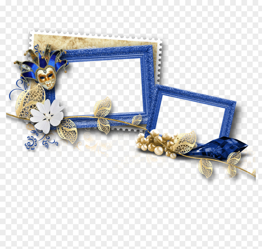Exquisite Blue Frame Picture Clip Art PNG