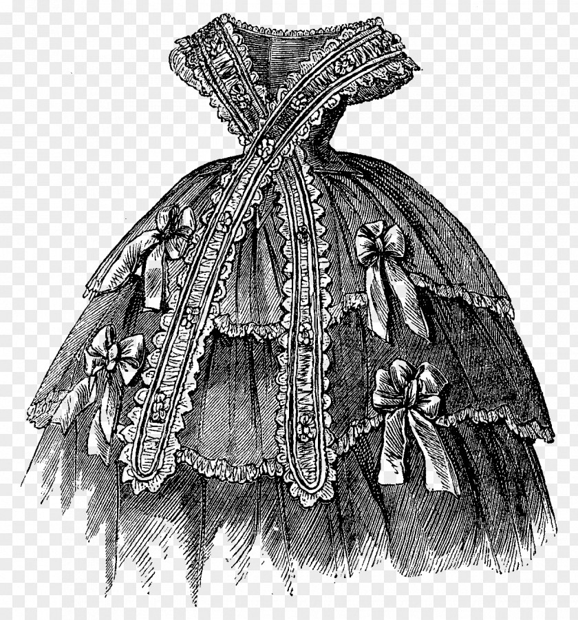 Fashion Illustration Victorian Era Dress Vintage Clothing Pattern PNG