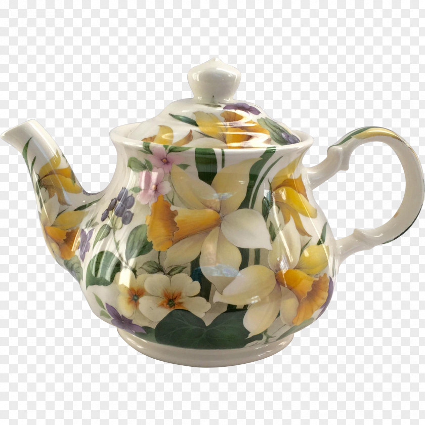 Tea Teapot Porcelain Floral Design PNG