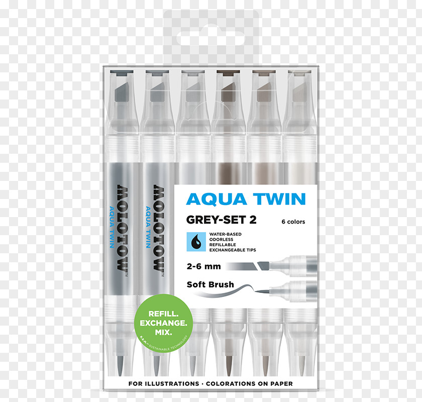 Watercolor Aqua Marker Pen Color Set Copic Paper PNG
