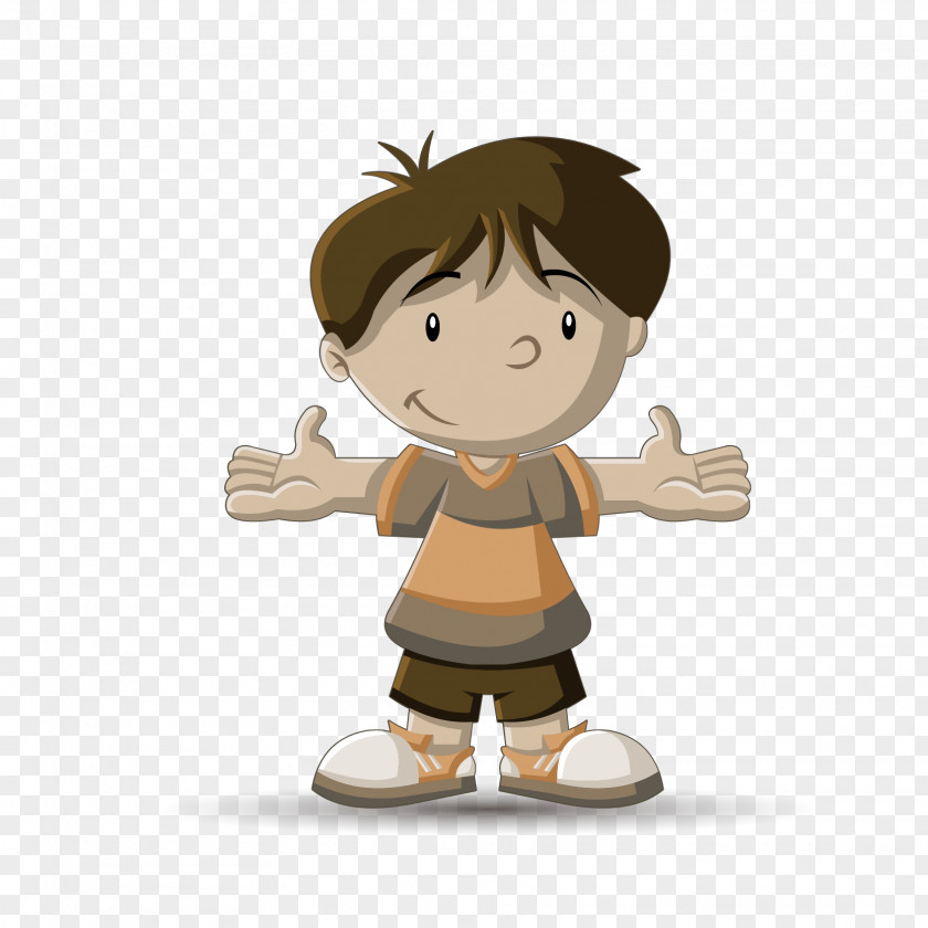 Cartoon Boy Welcome Gestures PNG