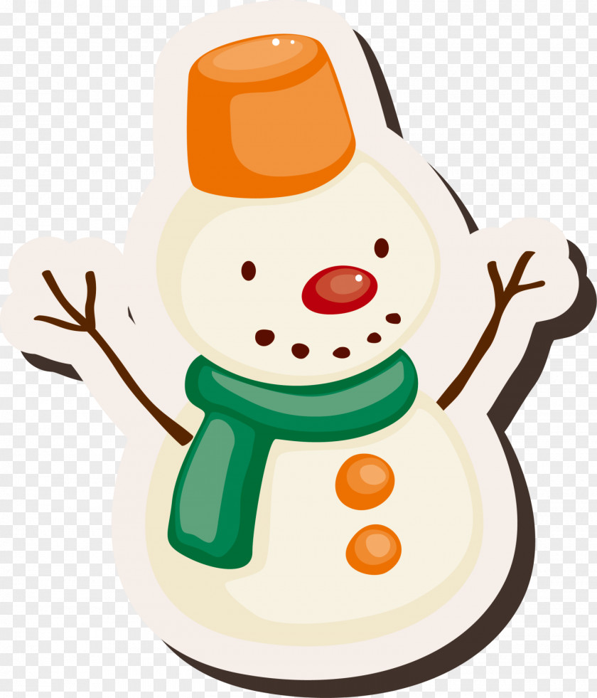 Hand Painted Yellow Snowman Sticker Christmas PNG