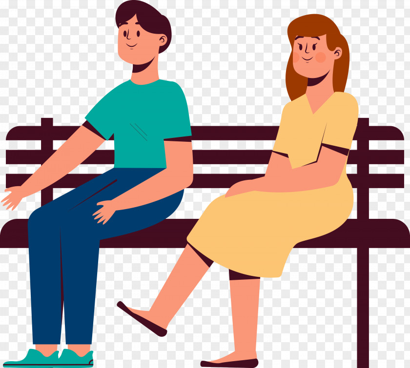 Sitting Cartoon Conversation Line Table PNG
