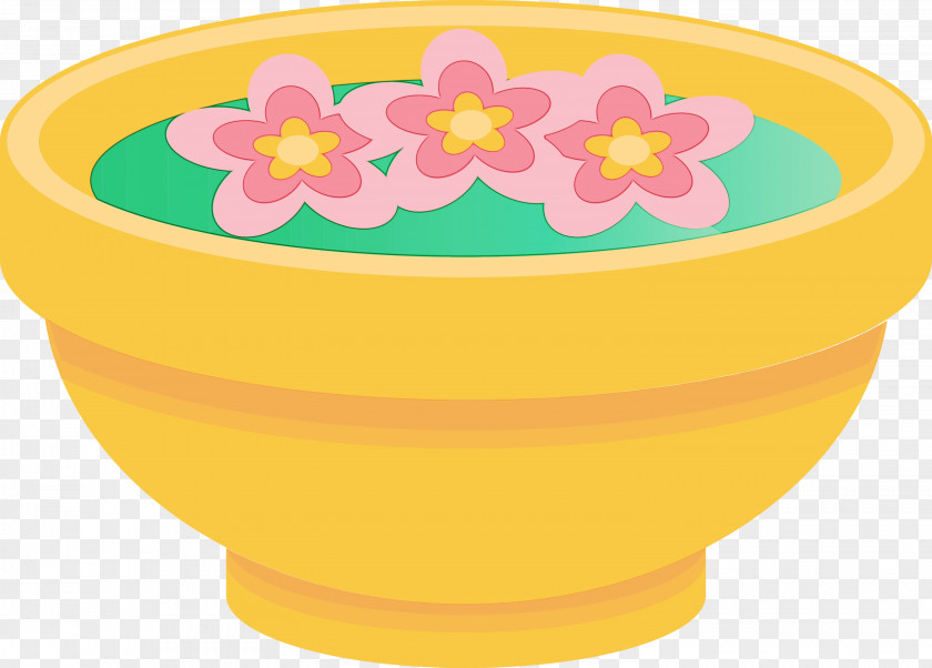 Ceramic Flowerpot Mixing Bowl Yellow M PNG