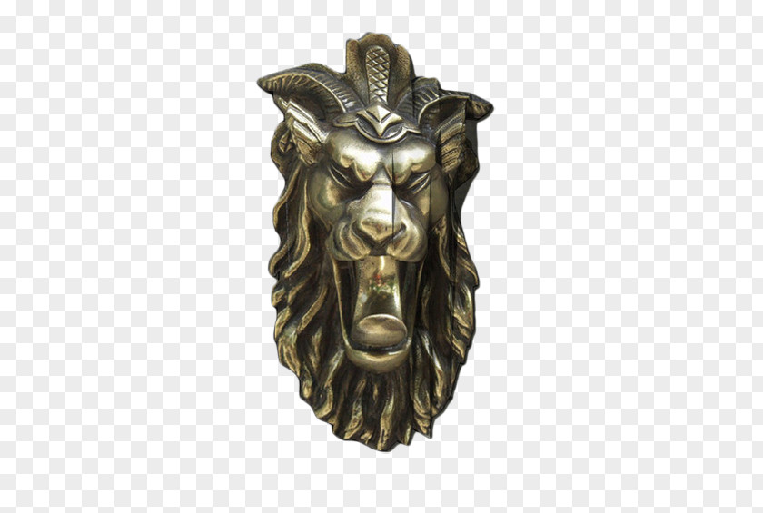 Lion Head Ornament Sculpture Metal Copper PNG