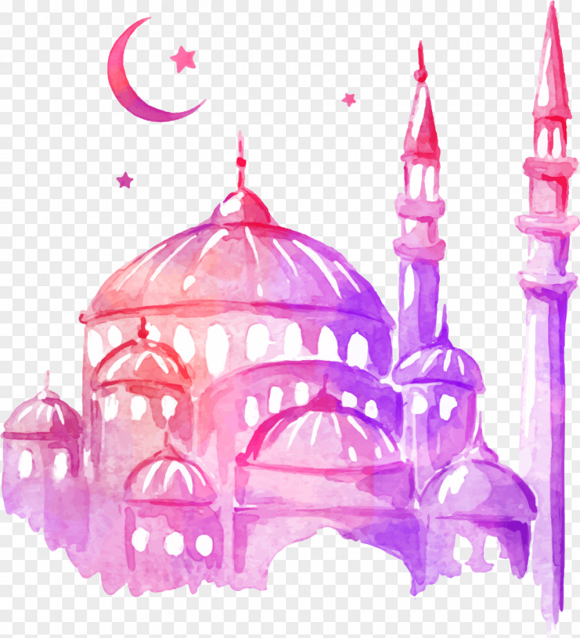 Dream Colorful Castle Ramadan Drawing Mosque Watercolor Painting PNG