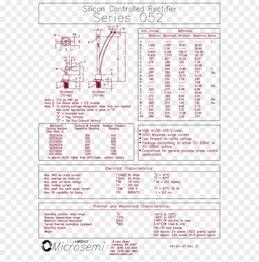 Silicon Controlled Rectifier Document TRIAC Datasheet PNG
