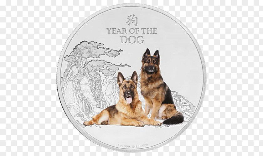 Silver German Shepherd Coin Dog PNG