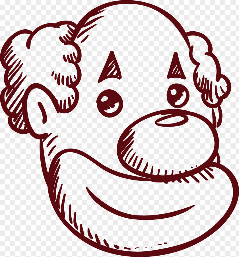 Vector Hand-painted Sausage Mouth Old Man Performance Circus Clown Drawing PNG