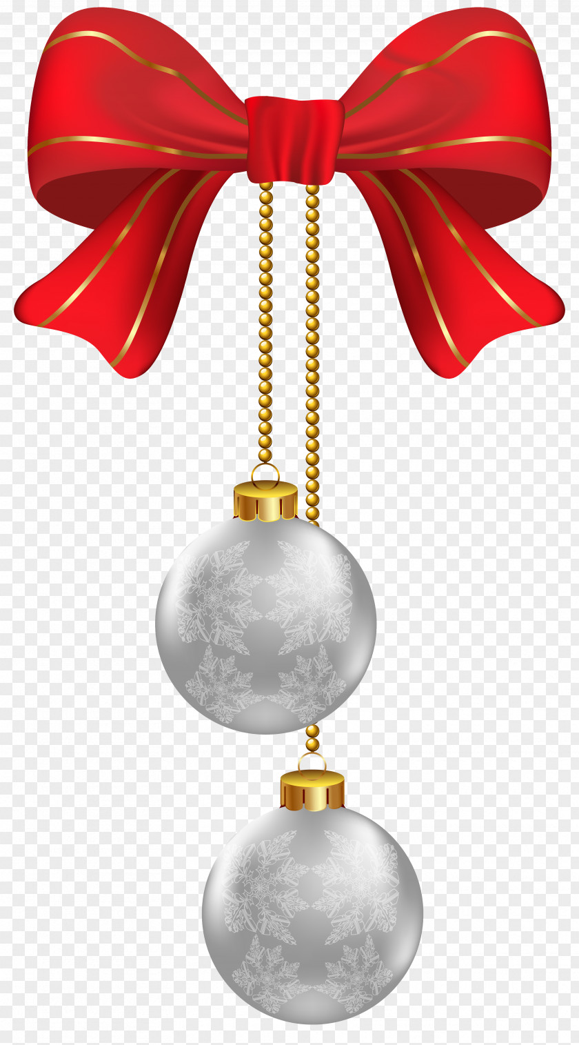 Hanging Christmas Silver Ornaments Clipart Image PNG