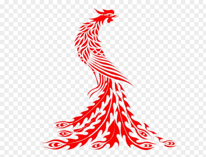 Red Phoenix Fenghuang Bird PNG