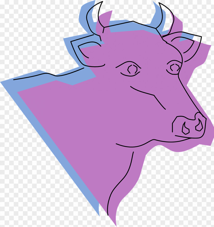 Cow Cattle Drawing Purple PNG