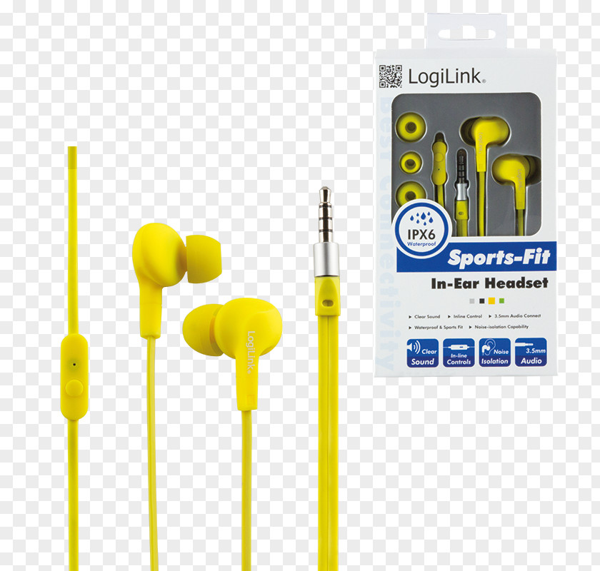 Headphones Yellow In-ear Monitor Écouteur Phone Connector PNG