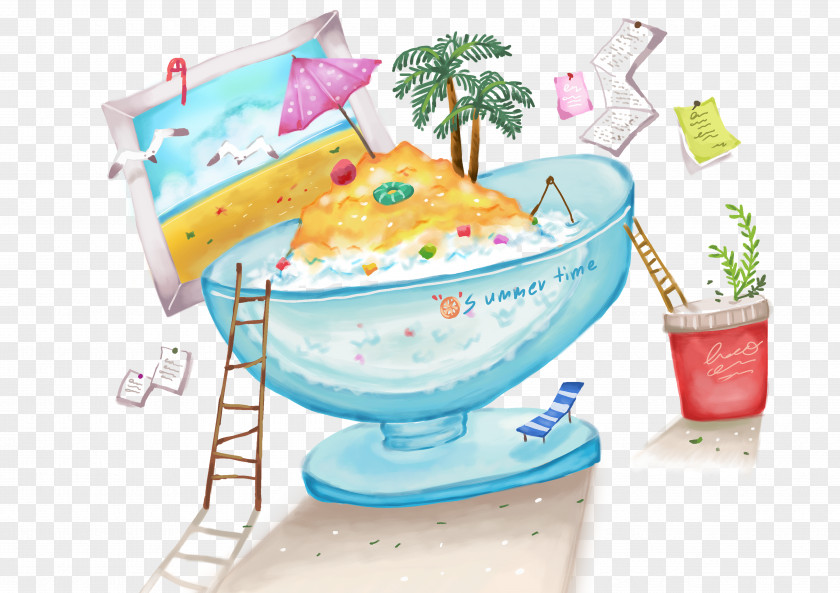 Summer Cool Ice Cream Cartoon Illustration PNG