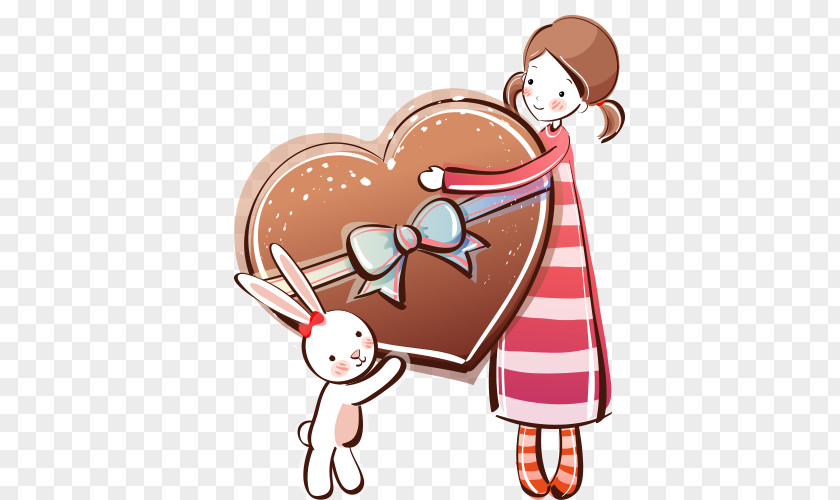 Gift Valentines Day Cartoon Couple Clip Art PNG