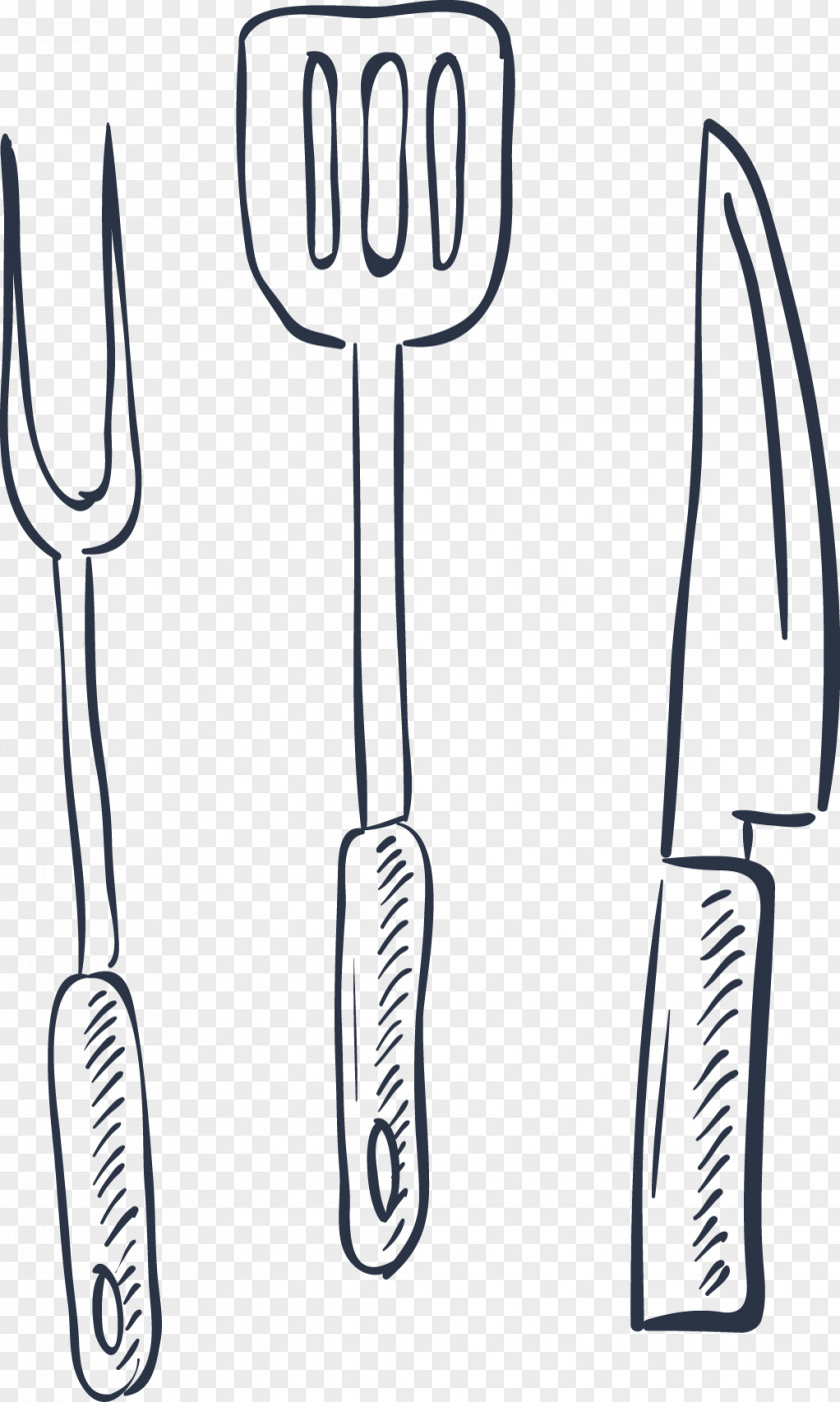Hand-made Knife And Fork Drawing PNG