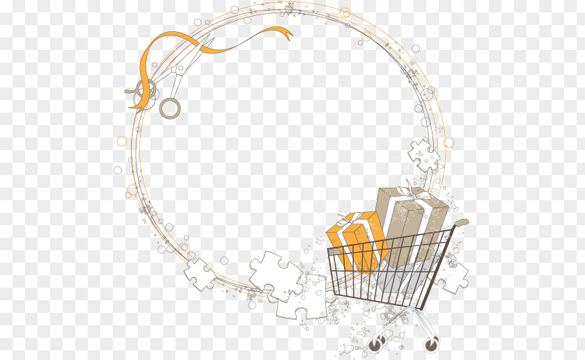 Shopping Cart Simple Circular Pattern Gift Poster Illustration PNG