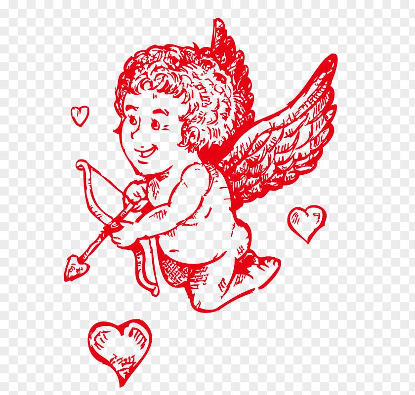 Cupid Valentines Day Heart Illustration PNG