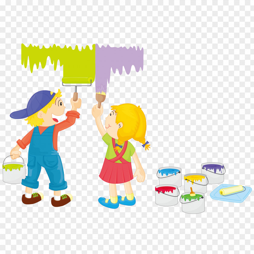 Painted Children Painting Child Illustration PNG