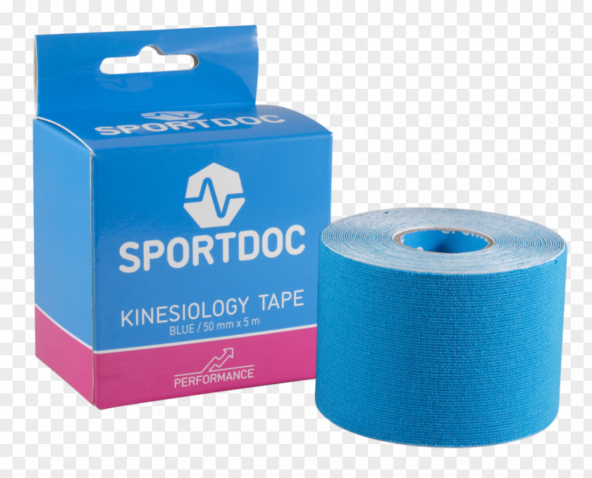 Sport Tape Elastic Therapeutic Adhesive Applied Kinesiology Blue PNG