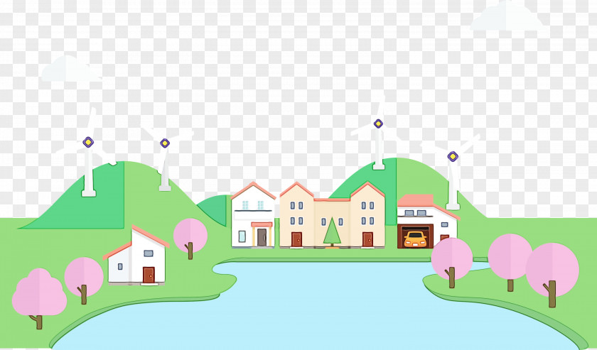 Suburb Real Estate Green Cartoon Meter PNG