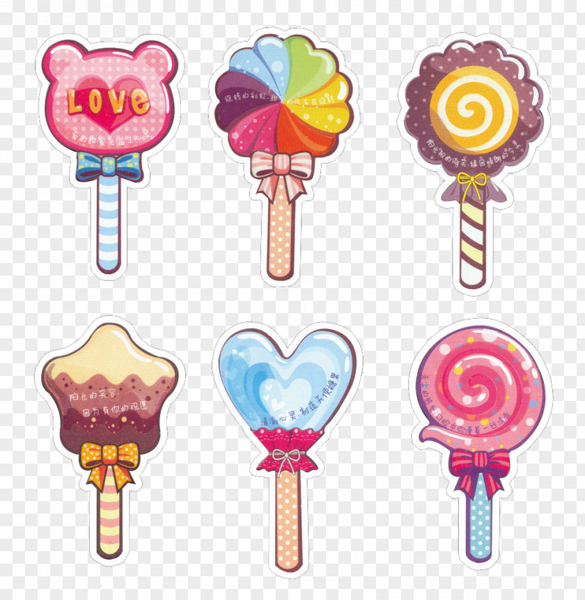Cartoon Hand Colored Lollipop Sugar Candy PNG