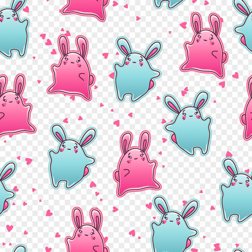 Cute Bunny Background Doodle Illustration PNG