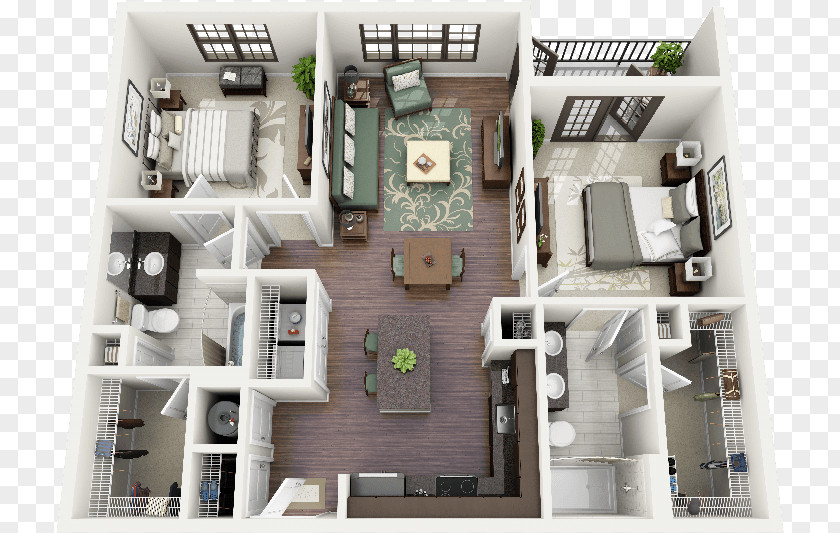 House 3D Floor Plan Apartment PNG